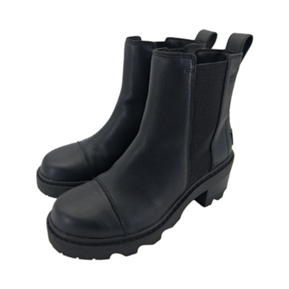 Sorel Boots Womens Size 8.5 Black Leather Chelsea Ankle Lug Sole NL5034-010